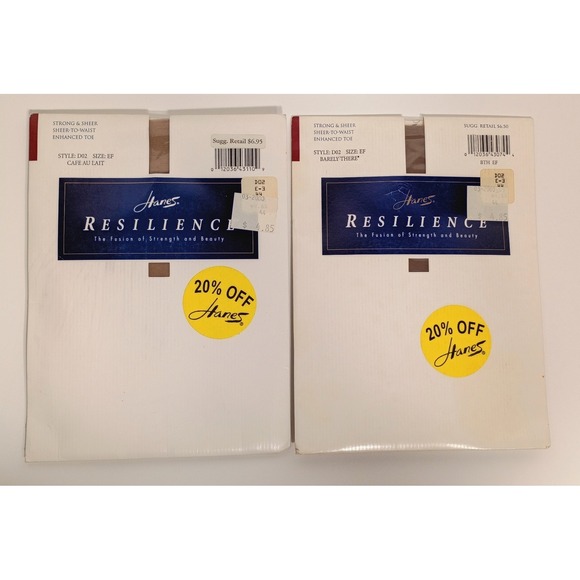 Hanes Accessories - Hanes Resilience D02 Strong & Sheer Pantyhose Lot 2, Barely There Cafe Au Lait
